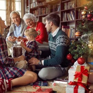 New Heartland family on Christmas morning opening presents